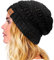 Wintermütze mit Satin-Innenfutter für Damen und Herren, warm, übergroß, lässig, gestrickt, mit Satin-Seidenfutter für natürliches Haar, Schwarz, Einheitsgr��e
