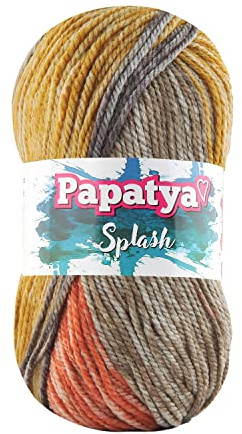 Rainbow Multicoloured Aran Weight Yarn 100g Ball Papatya Splash Shade 06