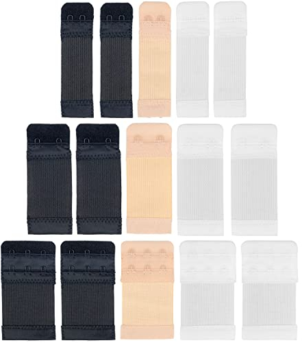 Bequeme BH Erweiterung, 5 Stück, Set in Größe M mit Farbe Schwarz, Weiss und Beige, 2er Haken Reihe, BH Verlängerer, Büsten Verschluss Verlängerung, Bra Extender, Hakenverlängerer Schwangerschaft