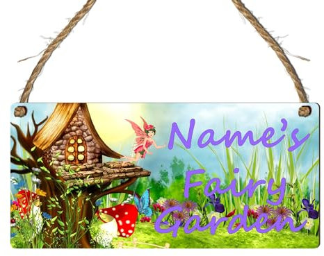 Enchanting Fairy Garden Wooden Plaque - Rustic Hanging Sign for Whimsical Garden Decor - Magical Entrance Decoration for Fairy Lovers (Personalised Mdf Wood)