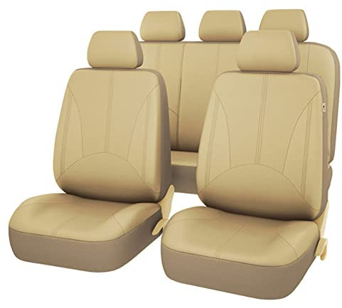 Asudaro 9 Piezas Funda De Asiento De Coche Cuero, Funda del Reposacabezas del Asiento del Coche + Funda del Asiento Delantero + Cubierta del Respaldo del Asiento Trasero + Funda del Asiento Trasera