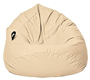 MILLINDABAG Kastanie Tropfenform Sitzsack für Kinder Jugendliche und Erwachsene Beanbag Kissen Indoor & Outdoor Gaminggeignet bereits gefüllt Sitzkissen Bodenkissen (Beige, XL-Durchmesser 77 cm)