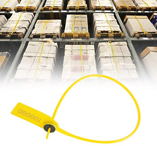 Plastic Seal Label Cable Ties Pp+Steel Yellow 100Pcs Yellow Package Transportation Truck Plastic Security Seal 40Cm Label Cable Ties with Number