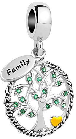 ZakiaHo Heart Love Family Tree of Life Charms for Bracelets Womens Birthday Gifts Dangle Heart Charm Bead Compatible with Pandora Bracelets