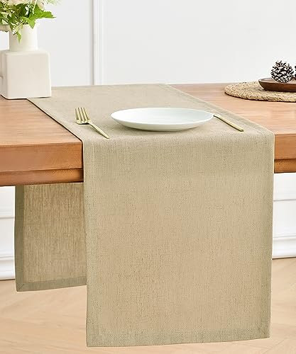 Wracra Chemin de Table en Lin Naturel Vintage 150cm de Long Lavable en Machine Chemin de Table de Ferme Rustique pour Les fêtes de Vacances et Un Usage Quotidien