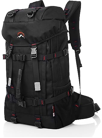 KAKA Reiserucksack, Handgepäck-Rucksack, langlebig, wandelbar, Seesack, passend für 17,3-Zoll-Laptops für Männer und Frauen, Schwarz, Large, Reiserucksäcke