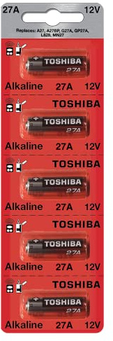 Toshiba Alkaline 27A GP27A MN27 A27BP 12 Volt Battery (5 Batteries)