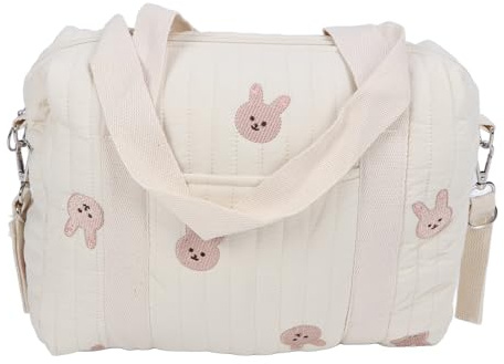 Fafeicy Universal Kinderwagen-Organizer, Multifunktionale Aufbewahrungstasche mit Reißverschluss, Wiederverwendbar, Kaninchenmotiv, Große Kapazität