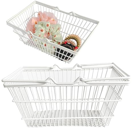 2 Stück Kleiner Einkaufskorb Mini Einkaufswagen Metall Aufbewahrungskorb mit Griff Für Kinder Kleinigkeiten Korb