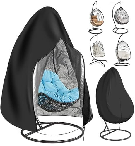 Ruucy Hanging Egg Chair Covers Waterproof, 210D Oxford Swinging Egg Chair Cover with Zipper, Anti-UV Outdoor Furniture Cover For Egg Chair, Swing Chair, Rattan Furniture (190x115cm)