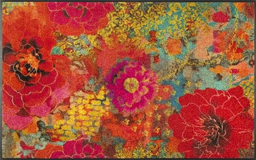 wash+dry Fußmatte, Flowerchains 75x120cm, innen und außen, waschbar, bunt