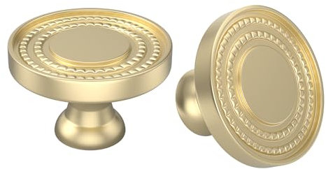 LONTAN 4 Pack Gold Cupboard Knobs Small Gold Cabinet Knobs Zinc Alloy Special Patterns Kitchen Drawer Pulls