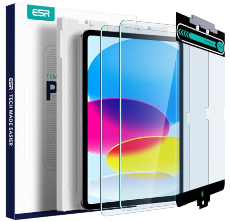 ESR 2 Pack Armorite Screen Protector for iPad 11th/10th Generation A16 (11/10.9 Inch, 2025/2022), 9H Tempered-Glass Film with Easy Application Tray, Military Grade Protection, Anti Scratch, HD Clarity