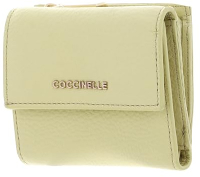 Coccinelle Leder Geldbörse Metallic Soft Wallet Grained Leather Lime Wash hellgelb