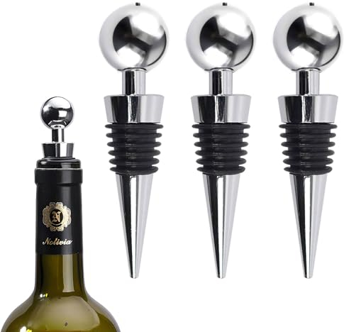 QEEROYO 3 Pieces Wine Bottle Stoppers, Bottle Stoppers for Wine, Bottle Stopper, Wine Stoppers for Wine Bottles, Bottle Saver Sealer, Reusable Bottle Saver Sealer, Wine Stoppers, Champagne Stoppers