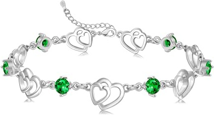 Cosie Lily Armband Damen Sterlingsilber 925 Zirkonia Herzarmbänder | Verstellbares Armband Damenschmuck Geburtstag Valentinstag Jahrestag Schmuck Geschenk für Frauen