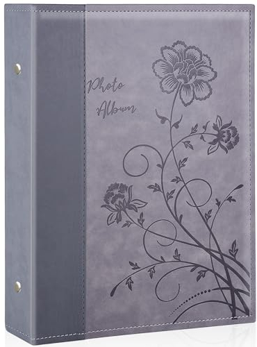 Miaikoe Fotoalbum 10x15 300 Fotos Slip in, große Kapazität Leder Cover Bilderalben hält 300 horizontale 10x15cm Landschaftsfotos für Hochzeit Familie (Grau)