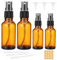 Ailvor Amber Glass Spray Bottle, 4pcs Empty Small Spray Bottle 30ml, 50ml, Refillable Fine Mist Spray Bottle with Dropper, Funnels, Label for Cleaning, Aromatherapy, Perfume, Cosmetic Travel Sprays