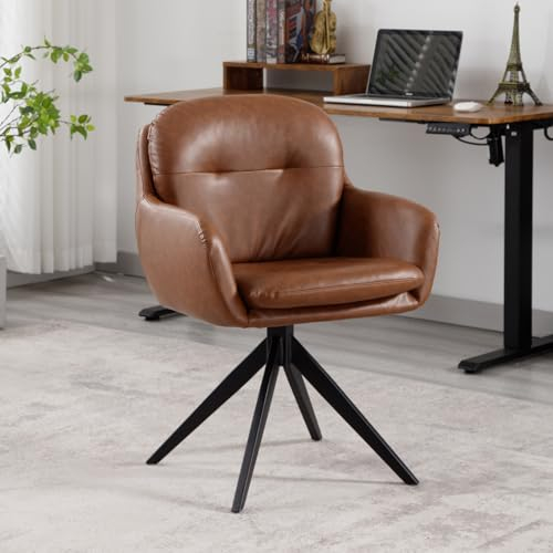chairus Modern PU Leder Bürostuhl Drehstuhl mit Armlehnen Computerstuhl Arbeitsstuhl für Büro Schreibtischstuhl für Arbeitszimmer (Braun)