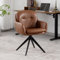 chairus Chaise de Bureau sans Roulette Fauteuil Pivotant Salon en Cuir PU Ergonomique Chaise Chambre avec Pieds en Métal (Marron)