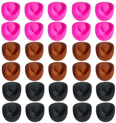 DHSBGWSX 30 Stück Mini-Cowboy-Hüte, Western-Cowboy-Hüte, Puppen-Dekorationshüte, Puppen-Jazz-Hüte, Party-Geschenkhüte, Geeignet Für Puppen-Verkleidung, Diy-Bastelzubehör