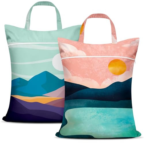 Lot de 2 grands sacs à linge de voyage imperméables avec poignée - Lavables - Pour les voyages - Pour vêtements humides et secs - Pour salle de sport, vêtements humides, piscine, université, dortoir