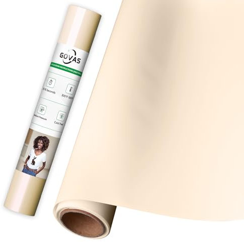 GOVAS Light Pink Heat Transfer Vinyl - 12” x 6ft Pale Peach Iron on Vinyl Roll for Shirts, HTV Nude Vinyl for Silhouette Cameo, Easy to Cut & Weed