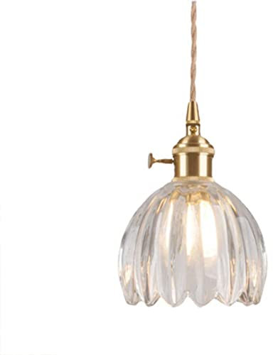 Modern Pendelleuchte Nordische Glas-Pendelleuchte, Blumen-Beleuchtungsschirm, Messing-Hängelampe, Deckenleuchte, Schlafzimmer, Nachttisch, Esszimmer, Loft, Café, Bar, Hängeleuchten(Transparent)