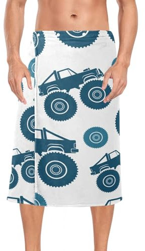 linqin Herren-Badetuch mit Trucks, weiches Frottee-Wickeltuch, 152,4 x 71,1 cm, für Sauna, Schwimmbad, Dunkelblau
