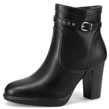 QUEEN HELENA Stiefeletten mit seitlichem Reißverschluss Stiefeletten mit lässigem Absatz für Damen X31-117, Schwarz , 40 EU