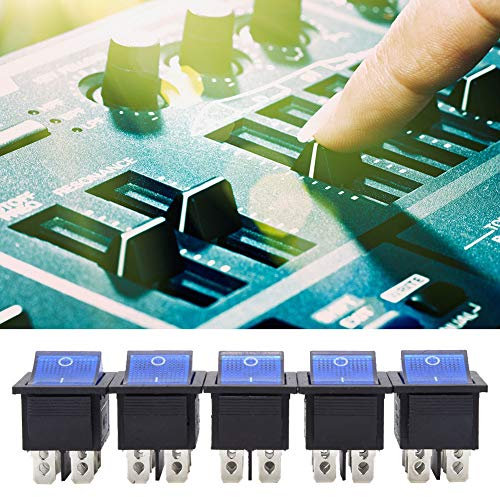 Interruttore a bilanciere, 6 poli, plastica blu, con luce per elettrodomestici, macchine utensili KCD4, realizzato in plastica di alta qualità, resistenza alle alte temperature, alta