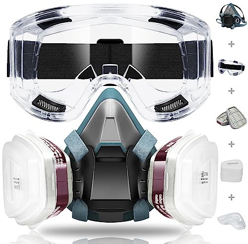 WOCVRYY Atemschutzmaske Wiederverwendbare Atemschutzmasken Gasmaske with Filter Complete Protective Glasses Filter Mats Filter Cartridges and Filter Caps Suitable für Malerei, Arbeiten, Basteln