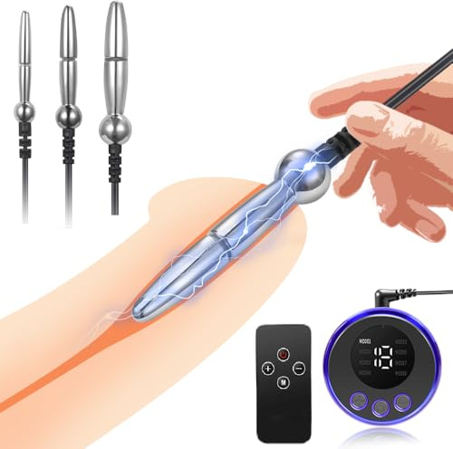 Jpscor Elektro Shock Dilator Harnröhre Set, Metall Sexuelle Elektrostimulation Penis Plug Urethral Dilator Sexspielzeug für Männer, SM E-Stim Prostata Stimulation Masturbation Sex Toy(M)