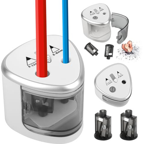 Elektrischer Anspitzer,Elektrischer Universal Bleistiftspitzer,Spitzmaschine Elektrisch, Anspitzer Elektrisch Dicke und Dünne Stifte,für Schule,Zuhause,Büro,Klassenzimmer und mehr-silbrig