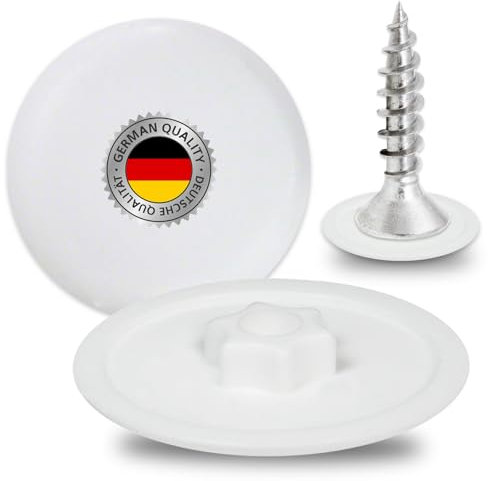 Möbel Abdeckkappen kompatibel mit Torx Schrauben – weiß - Torx Schraubenabdeckung (50, T30)