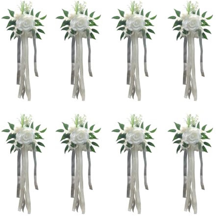 Set mit 6 luxuriösen Kirchenbänken für Bänke, Hochzeitszeremonie, Dekoration, elegante Stuhlrückenverzierung