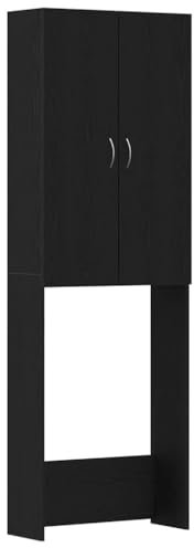 vidaXL Waschmaschinenschrank Schwarz Eichen-Optik 64x25,5x190 cm
