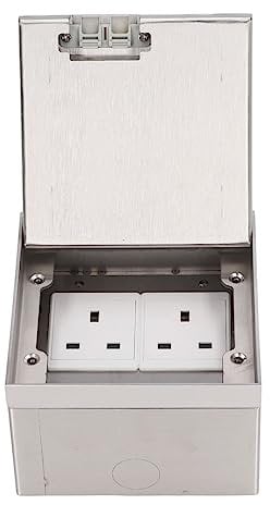 Recessed Power Socket, 2 Plug Floor Socket Boxes Stainless Steel Embedded Socket Box Rectangular Ground Socket box, for Home Office Table Desktop Restaurant Kitchen