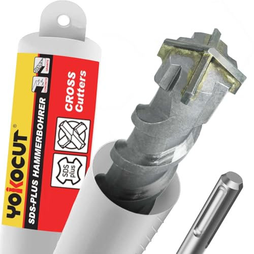 SDS Plus Bohrer 35x460 mm, Hammerbohrer 4X Schneiden, Steinbohrer Stahlbeton Mauerwerk Ziegel Kalksandstein, Betonbohrer, Ideal zum Bohren in Stein, Beton, Naturstein, Ziegelmauer