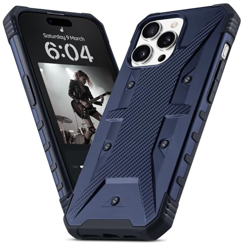 BEZ Hülle für iPhone 15 Pro Hülle, Handyhülle Robuste Schutzhülle kompatibel mit iPhone 15 Pro, Hybride Verstärkung Kratzfest und Stoßfest, Marine
