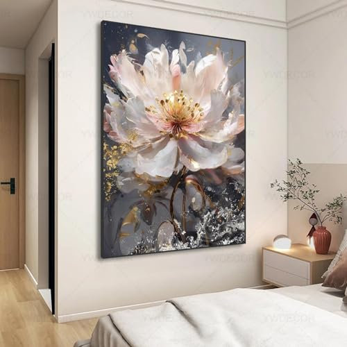 ZHAOLIN Peinture sur toile abstraite à motif floral rose doré, affiche moderne et luxueuse, décoration murale pour salon, bureau, 30 x 50 cm, sans cadre