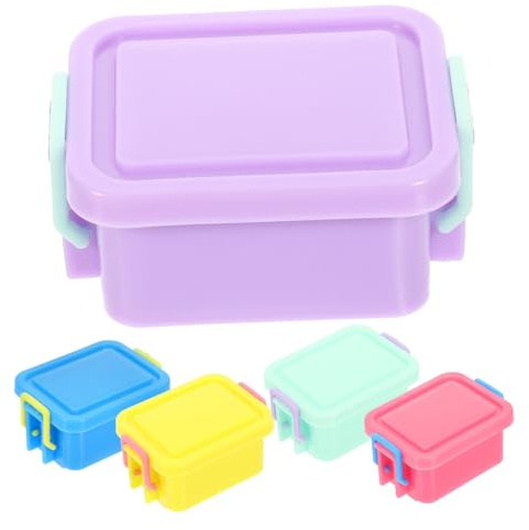 CHICAMPERA 5pcs Mini Doll House Storage Boxes Lids Small Plastic Containers for Boys and Girls DIY Play for Doll House Miniatures and Accessories