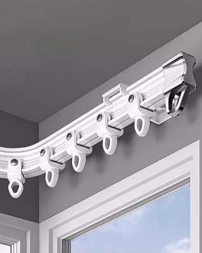 Vorhangschiene Flexible, Biegsame Deckengardinenschiene, Gebogene Gardinenstange für Erkerfenster, Verdunkelungsvorhänge, Türrahmen, Wohnmobil, Duschvorhangstange mit Schienensystem(Wall mount,1.5m/59