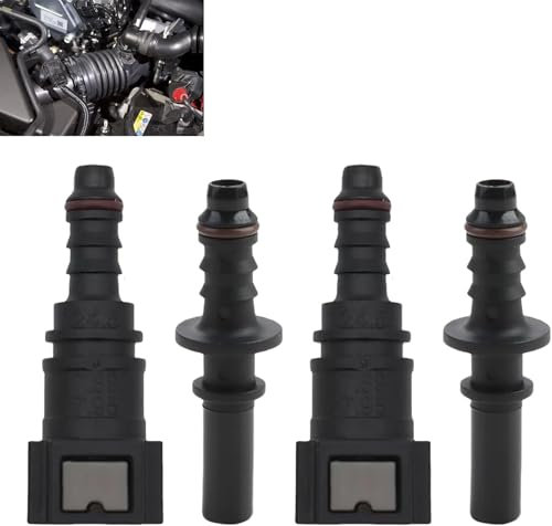 2 Ensemble 7.89mm à 8mm Droit Voiture Carburant Tuyau Rapide Libération Connecteur, Adaptateur de Ligne de Carburant Voiture, Coupleur de Tuyau d’Essence