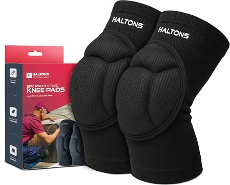 Haltons - 2 Pack Protective Knee Pads Large - EVA Foam Padding - Lightweight & Breathable - Slim Fit for Sports, Work & DIY - Anti-Slip Grip - Flexible Nylon/Spandex - Large
