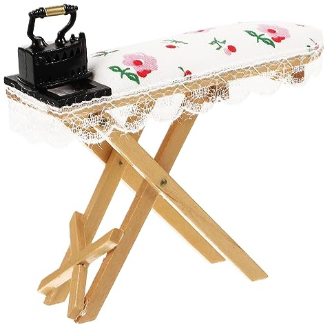 Générique Mini Fer simulé poupées Miniatures de Maison de poupée Petit Fer Table à Repasser Fer à Repasser pour Mini Chambre Meubles de Maison de poupée décor Mini Fer Coton