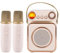 Karaoke Machine Wireless Microphone Set KTV Speaker with Mini Microphone, Rechargeable LED Night Light for Party (Beige)