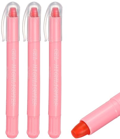 PATIKIL Pink Highlighter 3er Pack Gel Highlighter Kein Durchbluten Markierungsstifte Wachsmalkreide Neon Klare Sicht Helle Marker Stift Dreh Auf Stift Süß Für Büro Erwachsene