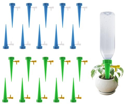 20 Piezas Riego por Goteo Automático Kit Riego Automático Macetas con Flujo Ajustable Dispensador Agua Plantas Compatible con Botellas para Vacaciones y Plantas Interior/Exterior