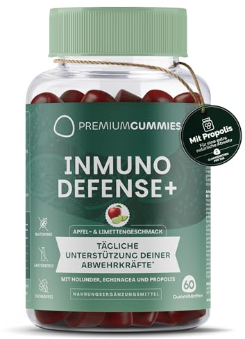 Vitamin C & Zink Gummies mit Echinacea, Holunderbeere & Propolis – Apfel-Limette – Für das Immunsystem – Zuckerfrei, Vegan, Glutenfrei & Gentechnikfrei – 60 für 30 Tage